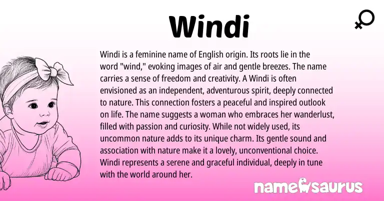 Infographic about Windi name meaning, Windi is a name from English origin(s).
