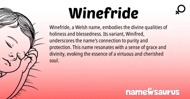 Infographic about Winefride name meaning, Winefride is a name from Welsh origin(s).
