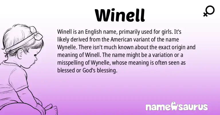 Infographic about Winell name meaning, Winell is a name from English (American) origin(s).