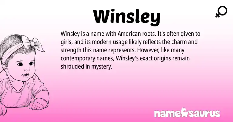Infographic about Winsley name meaning, Winsley is a name from American origin(s).