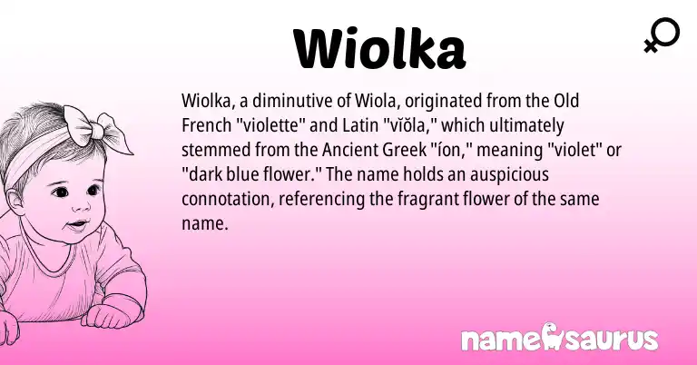 Infographic about Wiolka name meaning, Wiolka is a name from Ancient Greek, Latin, Old French origin(s).