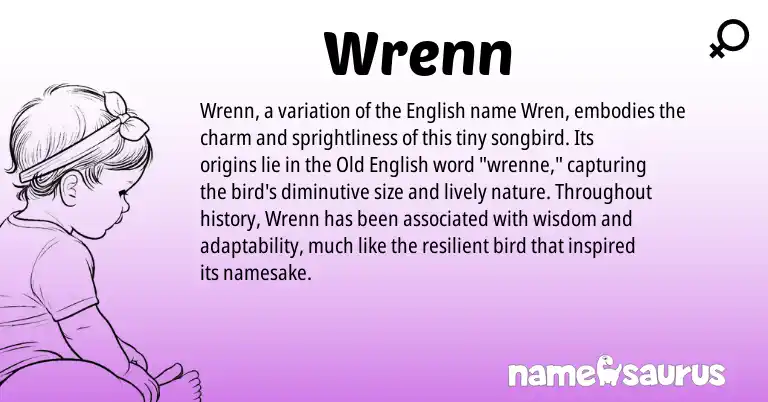 Infographic about Wrenn name meaning, Wrenn is a name from English origin(s).