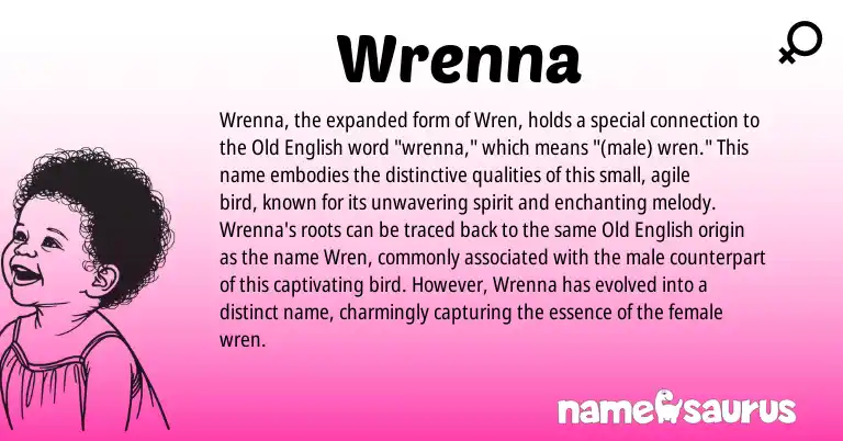 Infographic about Wrenna name meaning, Wrenna is a name from English origin(s).