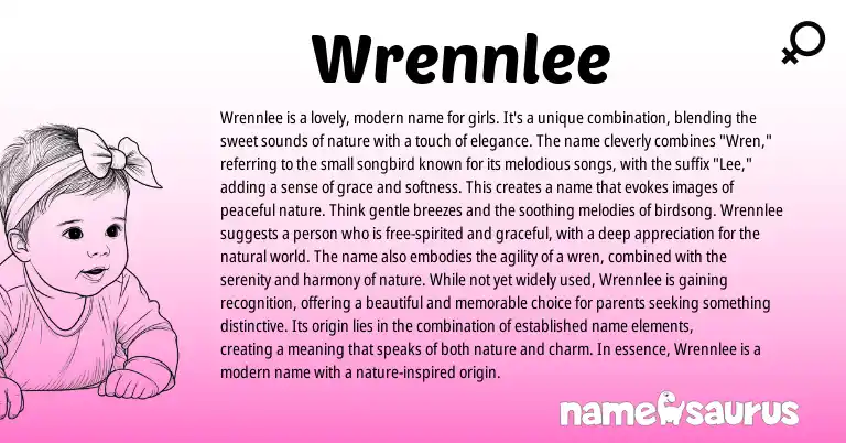 Infographic about Wrennlee name meaning, Wrennlee is a name from English origin(s).