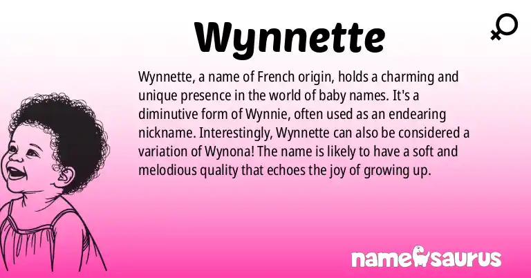 Infographic about Wynnette name meaning, Wynnette is a name from French origin(s).