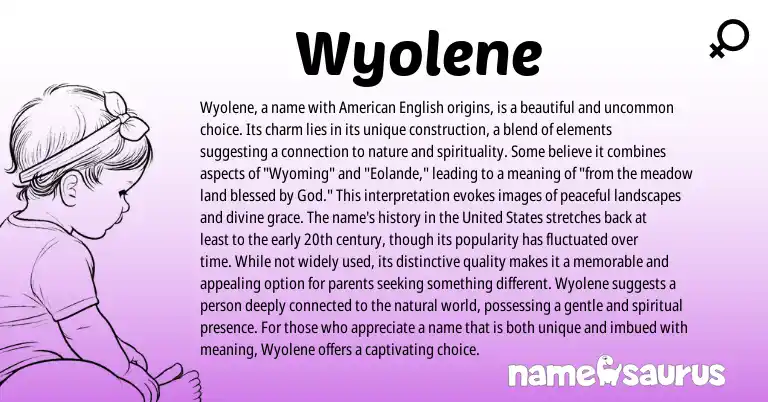 Infographic about Wyolene name meaning, Wyolene is a name from English origin(s).
