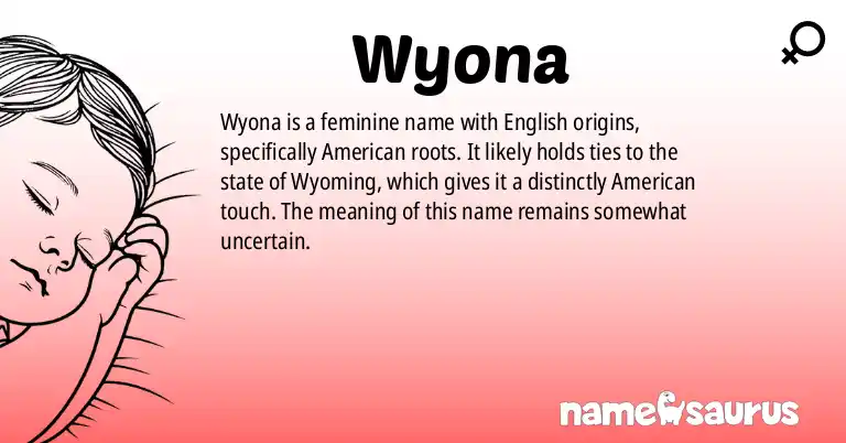 Infographic about Wyona name meaning, Wyona is a name from English (American) origin(s).