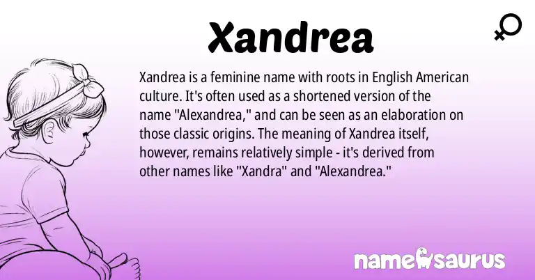 Infographic about Xandrea name meaning, Xandrea is a name from English (American) origin(s).