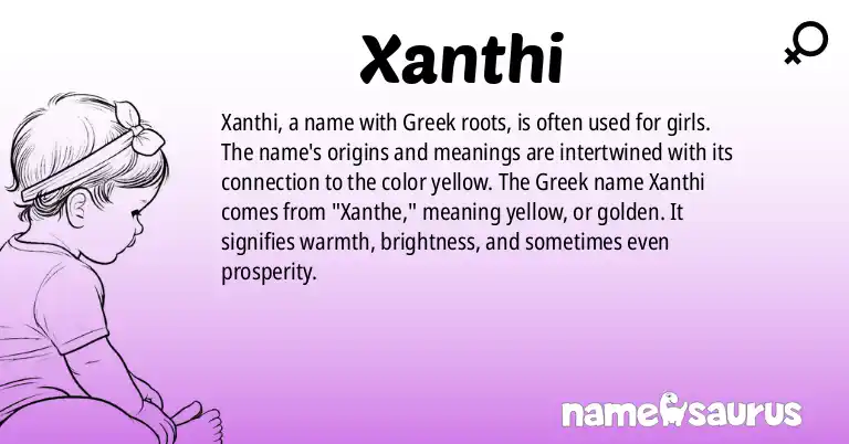 Infographic about Xanthi name meaning, Xanthi is a name from Greek origin(s).