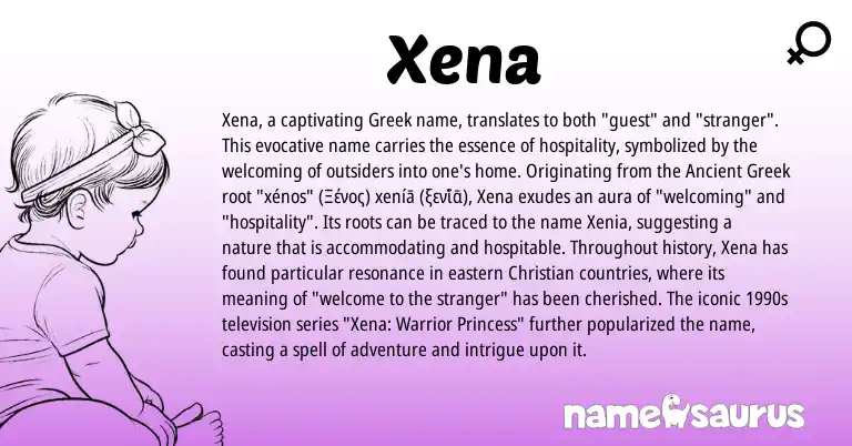 Infographic about Xena name meaning, Xena is a name from Ancient Greek, Greek origin(s).
