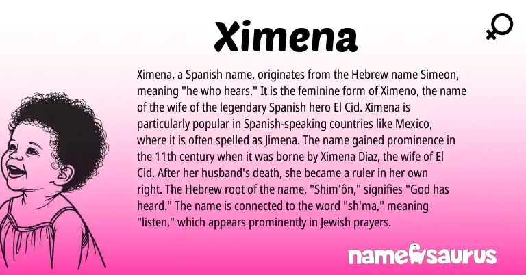 Infographic about Ximena name meaning, Ximena is a name from Spanish, Jewish, Hebrew origin(s).