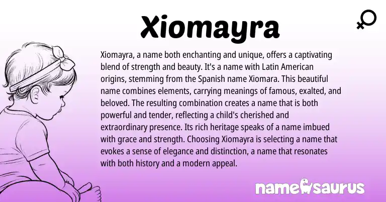 Infographic about Xiomayra name meaning, Xiomayra is a name from Other origin(s).