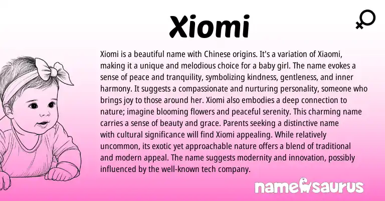 Infographic about Xiomi name meaning, Xiomi is a name from Chinese origin(s).