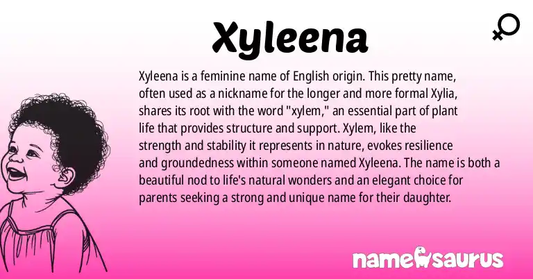 Infographic about Xyleena name meaning, Xyleena is a name from English origin(s).