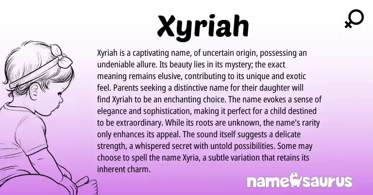Infographic about Xyriah name meaning, Xyriah is a name from Other origin(s).