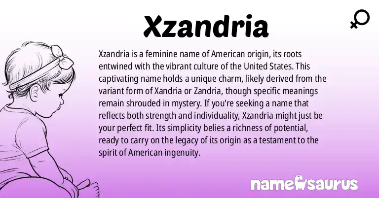 Infographic about Xzandria name meaning, Xzandria is a name from American origin(s).