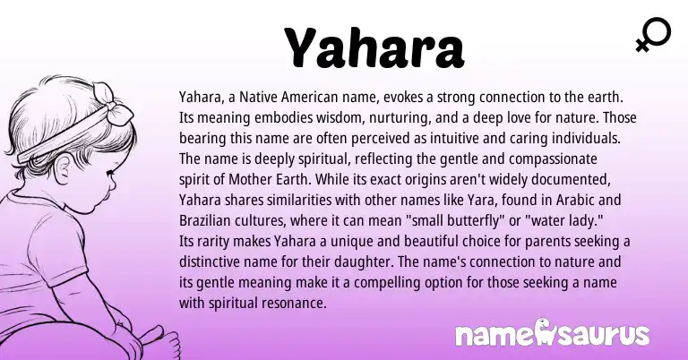 Infographic about Yahara name meaning, Yahara is a name from American origin(s).