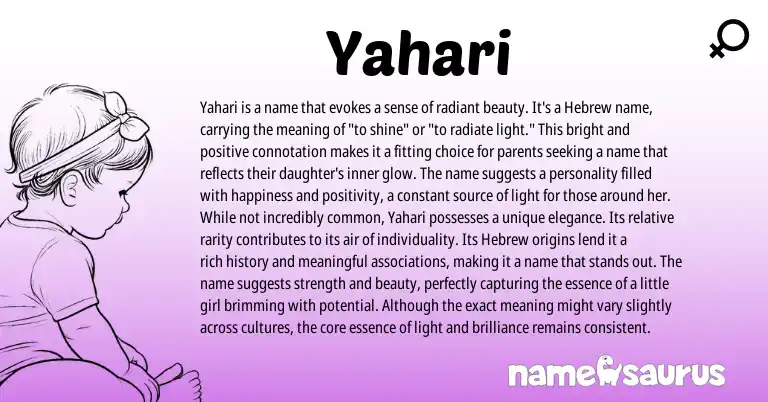 Infographic about Yahari name meaning, Yahari is a name from Hebrew origin(s).