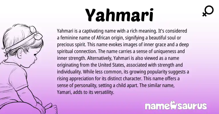 Infographic about Yahmari name meaning, Yahmari is a name from African origin(s).