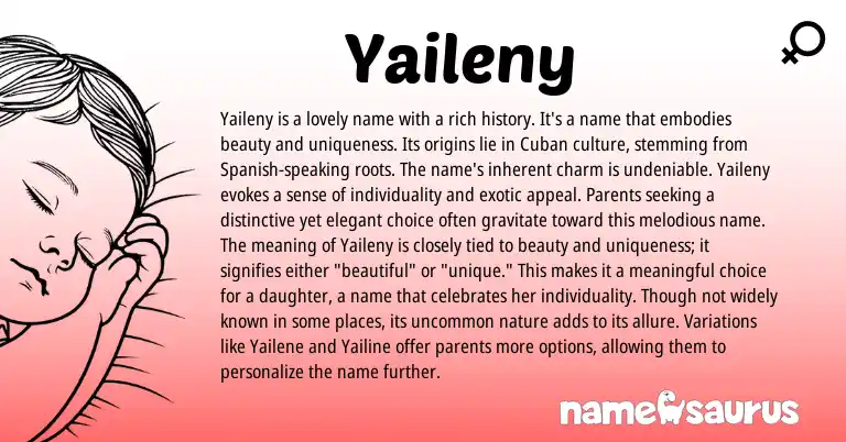 Infographic about Yaileny name meaning, Yaileny is a name from Cuban origin(s).