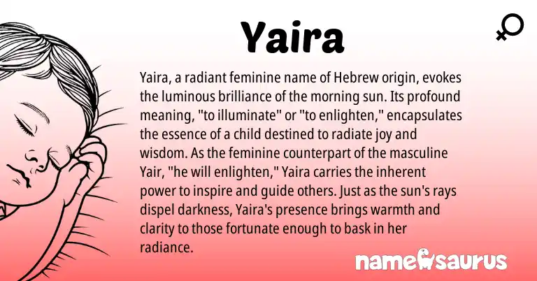 Infographic about Yaira name meaning, Yaira is a name from Hebrew origin(s).