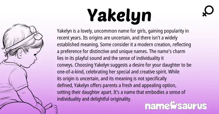 Infographic about Yakelyn name meaning, Yakelyn is a name from Other origin(s).