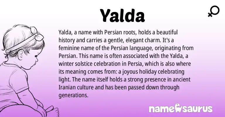 Infographic about Yalda name meaning, Yalda is a name from Persian origin(s).