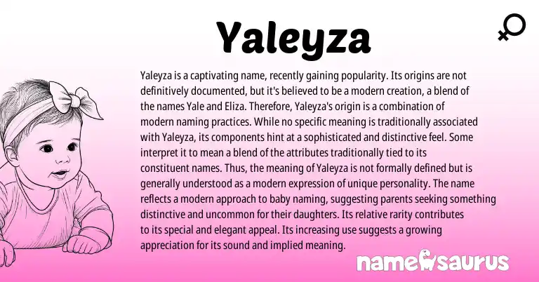 Infographic about Yaleyza name meaning, Yaleyza is a name from Latin origin(s).