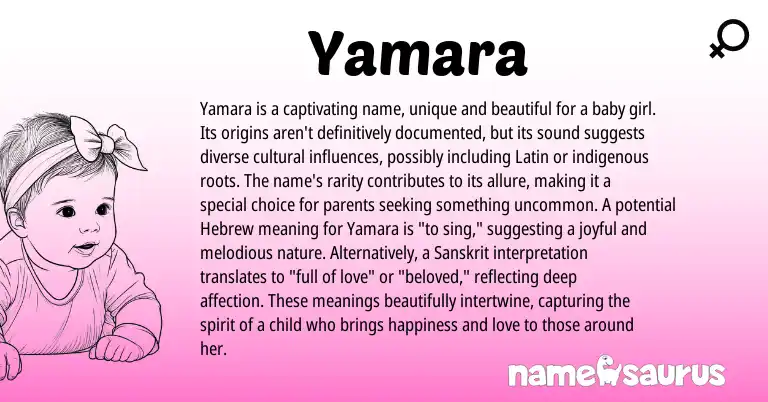 Infographic about Yamara name meaning, Yamara is a name from Hebrew, Sanskrit origin(s).