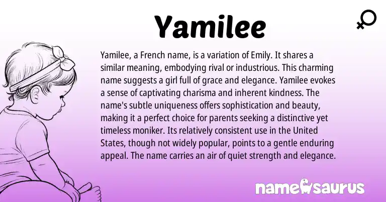 Infographic about Yamilee name meaning, Yamilee is a name from French origin(s).