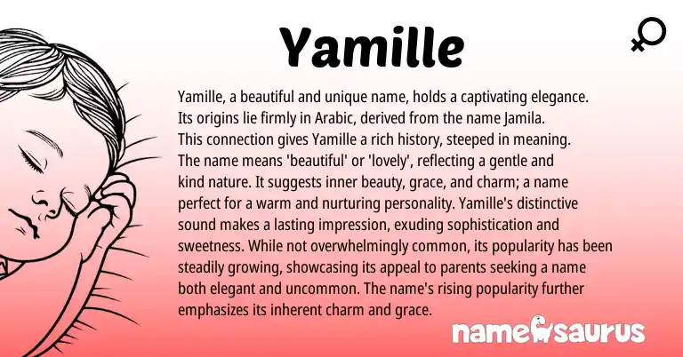 Infographic about Yamille name meaning, Yamille is a name from Hebrew, Arabic origin(s).