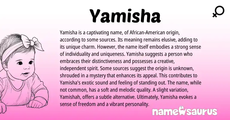 Infographic about Yamisha name meaning, Yamisha is a name from Other origin(s).