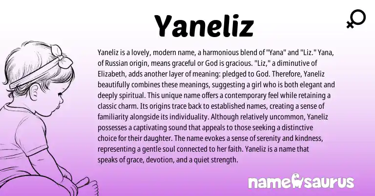Infographic about Yaneliz name meaning, Yaneliz is a name from Russian origin(s).