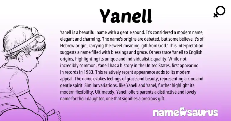 Infographic about Yanell name meaning, Yanell is a name from Hebrew, Spanish origin(s).