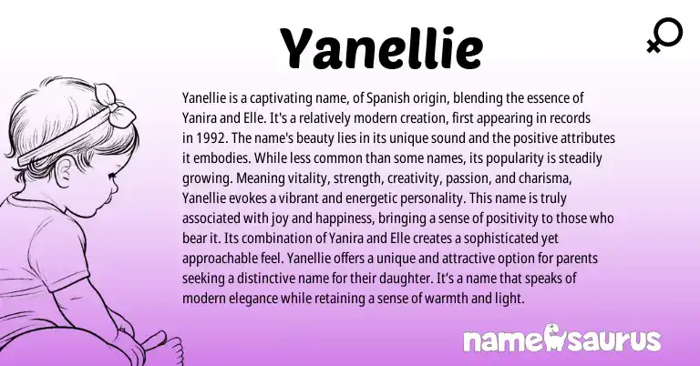 Infographic about Yanellie name meaning, Yanellie is a name from Spanish origin(s).
