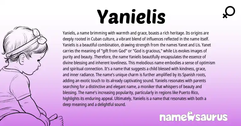 Infographic about Yanielis name meaning, Yanielis is a name from Cuban origin(s).