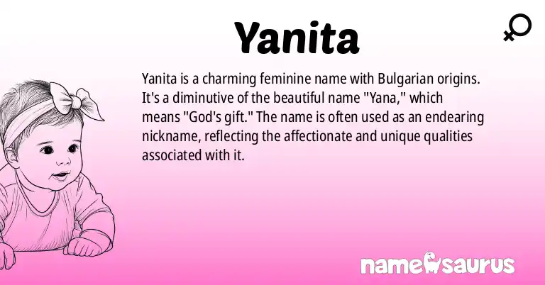 Infographic about Yanita name meaning, Yanita is a name from Bulgarian origin(s).
