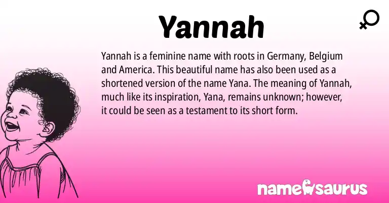 Infographic about Yannah name meaning, Yannah is a name from German, Belgian, American origin(s).