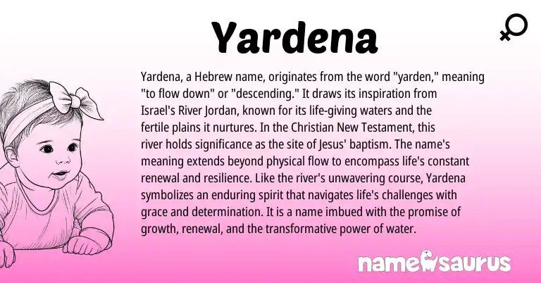 Infographic about Yardena name meaning, Yardena is a name from Hebrew origin(s).