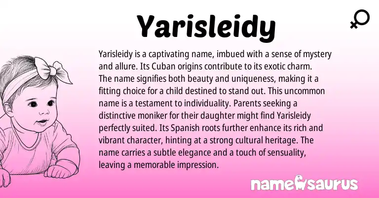 Infographic about Yarisleidy name meaning, Yarisleidy is a name from Cuban origin(s).