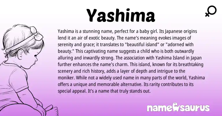 Infographic about Yashima name meaning, Yashima is a name from Japanese origin(s).