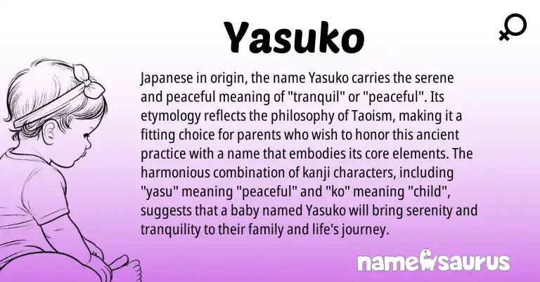 Infographic about Yasuko name meaning, Yasuko is a name from Japanese origin(s).