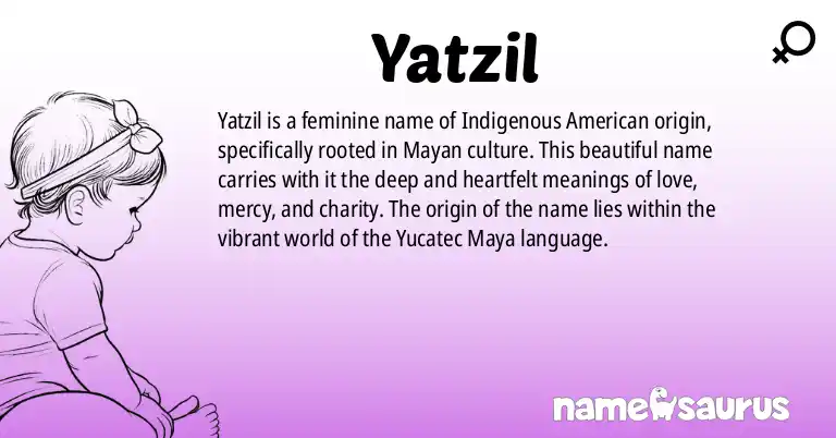 Infographic about Yatzil name meaning, Yatzil is a name from Indigenous American, Mayan origin(s).