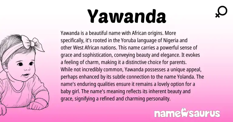 Infographic about Yawanda name meaning, Yawanda is a name from Yoruba, African, Western origin(s).
