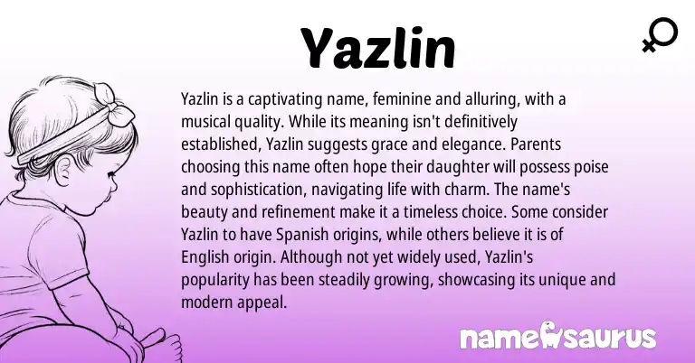 Infographic about Yazlin name meaning, Yazlin is a name from Spanish origin(s).