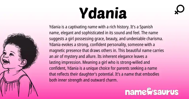 Infographic about Ydania name meaning, Ydania is a name from Spanish origin(s).