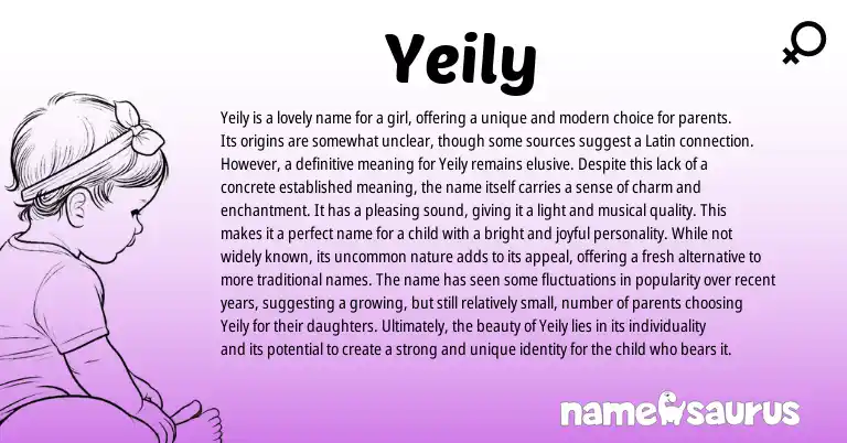 Infographic about Yeily name meaning, Yeily is a name from Latin origin(s).