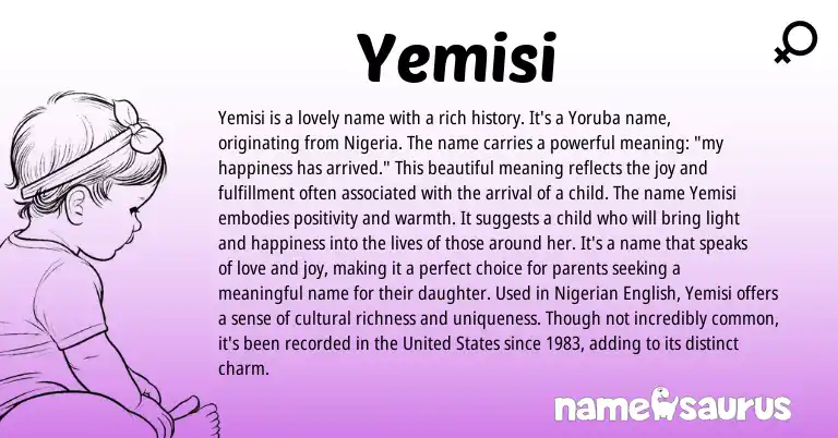 Infographic about Yemisi name meaning, Yemisi is a name from Yoruba origin(s).