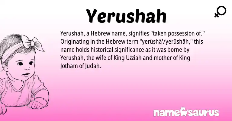 Infographic about Yerushah name meaning, Yerushah is a name from Hebrew origin(s).