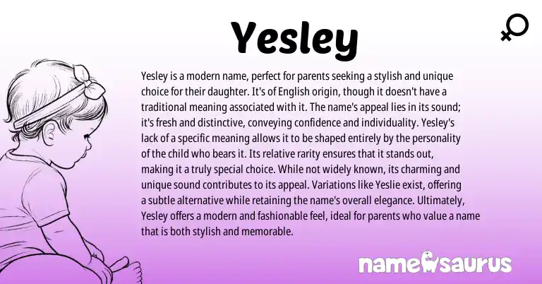 Infographic about Yesley name meaning, Yesley is a name from Other origin(s).